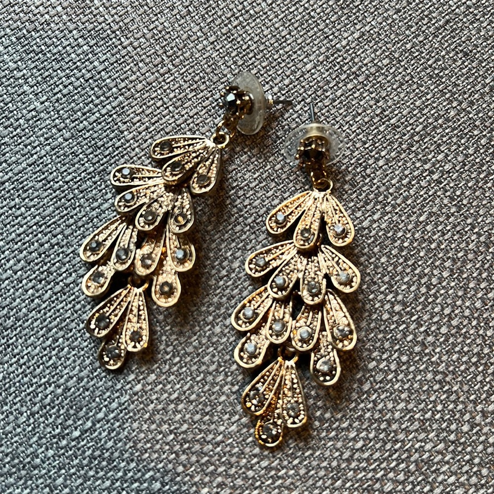 Francesca’s Gold & Charcoal Statement Earrings